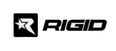 The Rigid brand logo in black on a light gray background, featuring a stylized star-in-square 'R' and the word 'RIGID'.